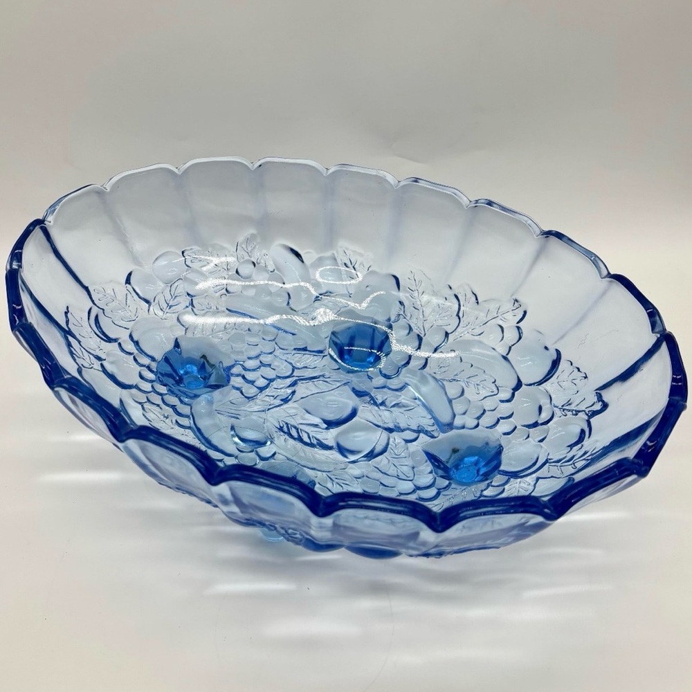 Indiana Glass “Garland” Footed Oval Bowl Riviera Blue